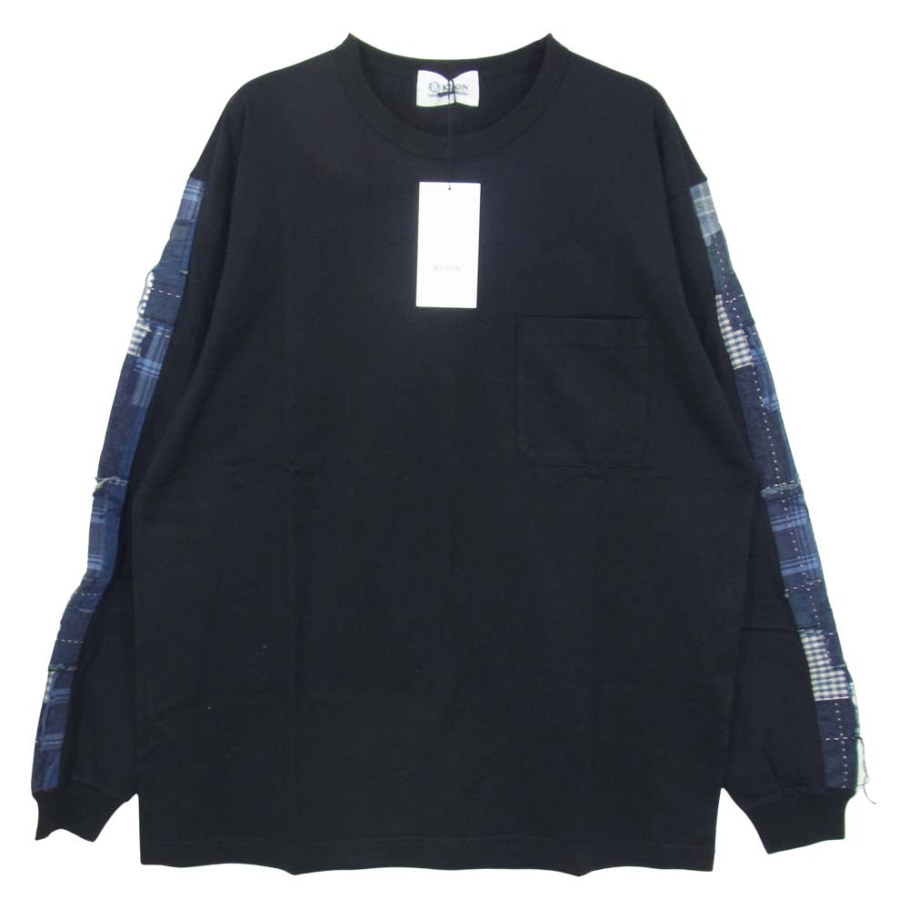 クオン 2002-CS0419 未使用品 Boro Trimmed Long Sleeve 襤褸 トリミング 長袖 Tシャツ ブラック ブラック系 M【極上美品】【中古】