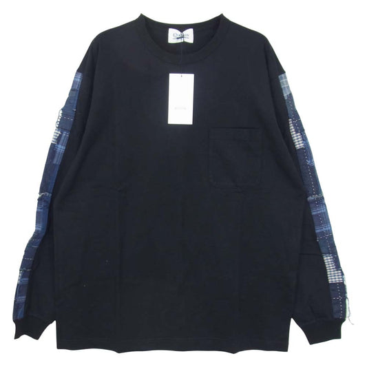 クオン 2002-CS0419 未使用品 Boro Trimmed Long Sleeve 襤褸 トリミング 長袖 Tシャツ ブラック ブラック系 M【極上美品】【中古】