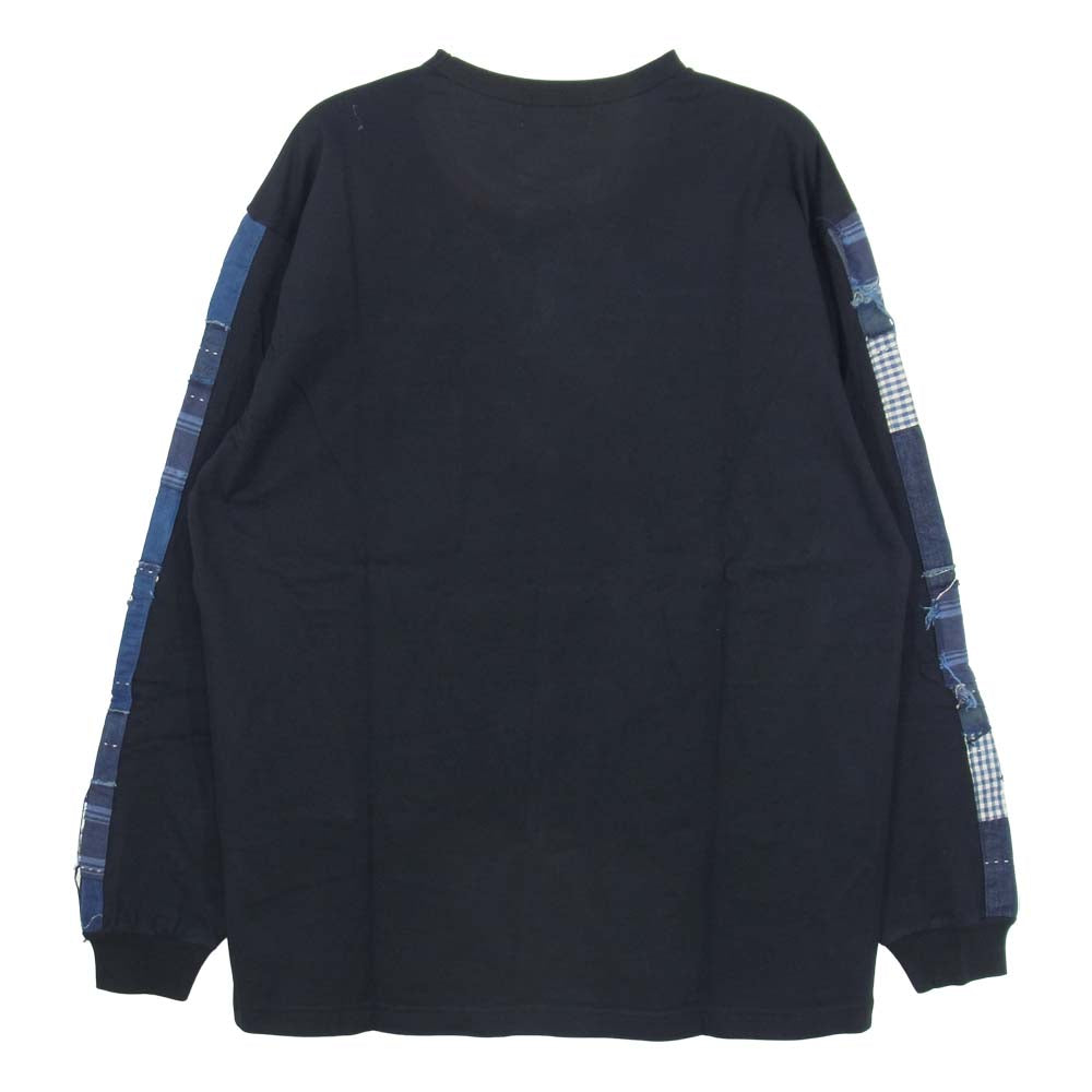 クオン 2002-CS0419 未使用品 Boro Trimmed Long Sleeve 襤褸 トリミング 長袖 Tシャツ ブラック ブラック系 M【極上美品】【中古】