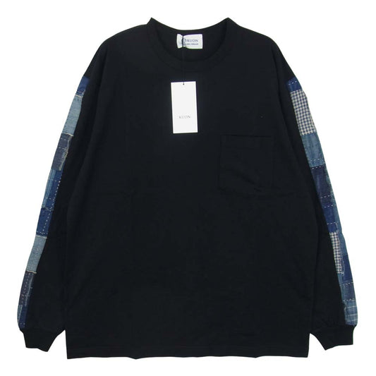 クオン 2002-CS0419 未使用品 Boro Trimmed Long Sleeve 襤褸 トリミング 長袖 Tシャツ ブラック ブラック系 M【極上美品】【中古】