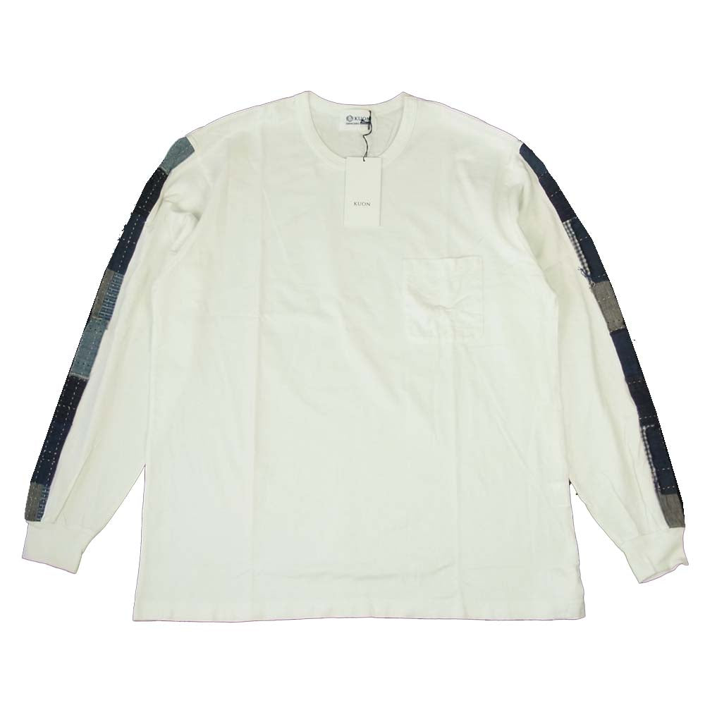 クオン 2002-CS0419 未使用品 Boro Trimmed Long Sleeve 襤褸 トリミング 長袖 Tシャツ ホワイト ホワイト系 L【極上美品】【中古】