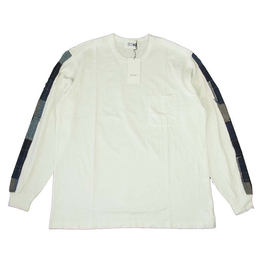 クオン 2002-CS0419 未使用品 Boro Trimmed Long Sleeve 襤褸 トリミング 長袖 Tシャツ ホワイト ホワイト系 L【極上美品】【中古】