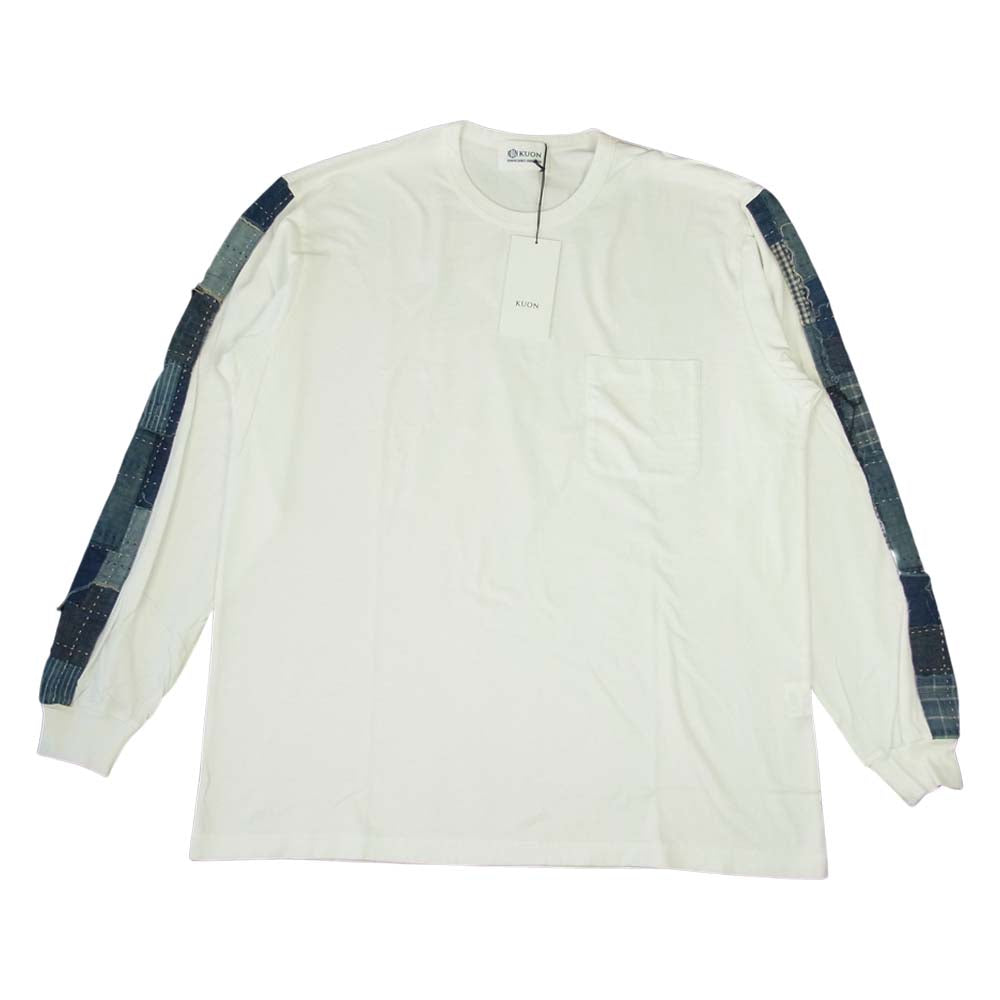 クオン 2002-CS0419 未使用品 Boro Trimmed Long Sleeve 襤褸 トリミング 長袖 Tシャツ ホワイト ホワイト系 L【極上美品】【中古】