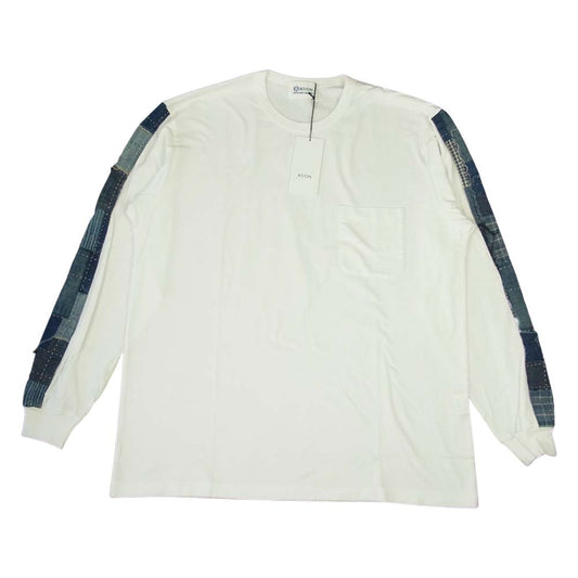クオン 2002-CS0419 未使用品 Boro Trimmed Long Sleeve 襤褸 トリミング 長袖 Tシャツ ホワイト ホワイト系 L【極上美品】【中古】