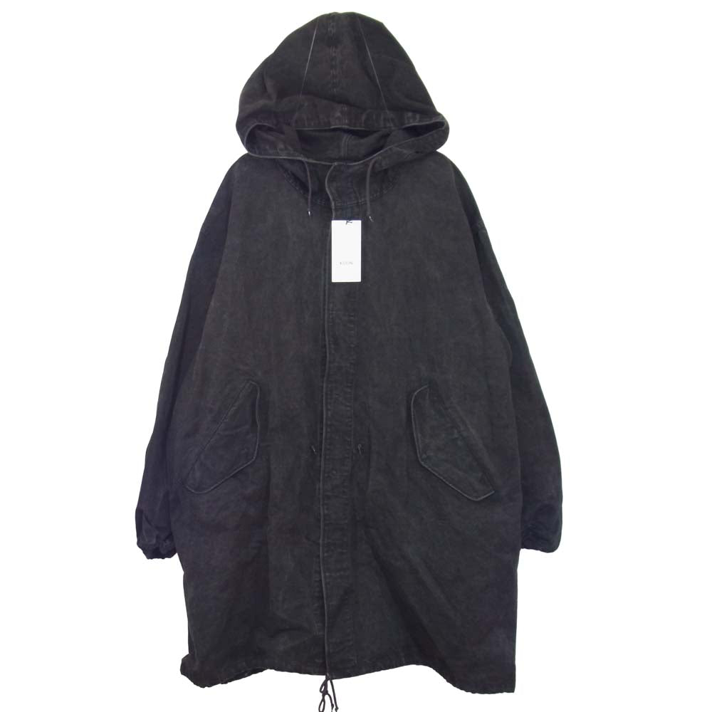 クオン 1802C01 綿和紙染 パーカー コート ブラック系 L【新古品】【未使用】【中古】