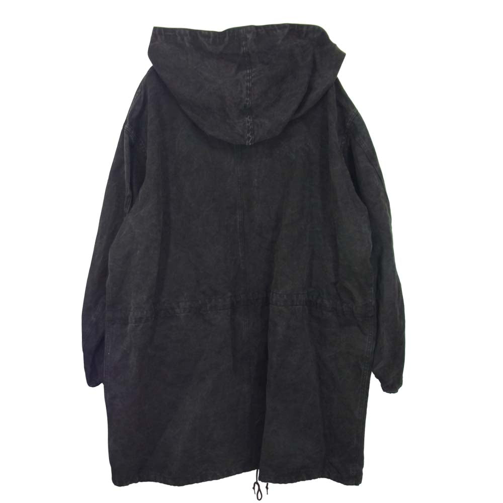 クオン 1802C01 綿和紙染 パーカー コート ブラック系 L【新古品】【未使用】【中古】
