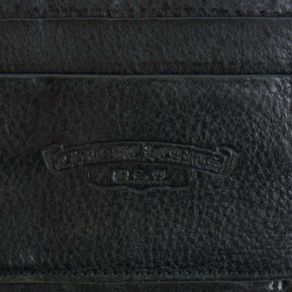 CHROME HEARTS クロムハーツ（原本無） WAVE ウェーブ クロスボール ボタン レザー ウォレット ブラック系【中古】