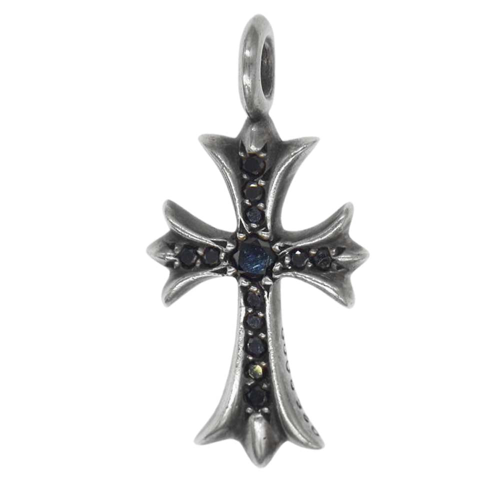 CHROME HEARTS クロムハーツ（原本有） タイニーファットクロス パヴェ ブラックダイヤ ペンダント シルバー系【中古】
