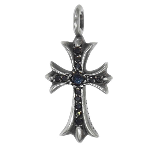 CHROME HEARTS クロムハーツ（原本有） タイニーファットクロス パヴェ ブラックダイヤ ペンダント シルバー系【中古】