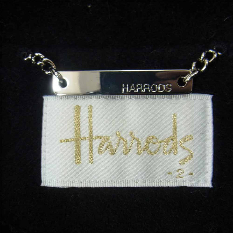 Harrods ハロッズ アンゴラ ウール ショート コート ブラック系 2【中古】