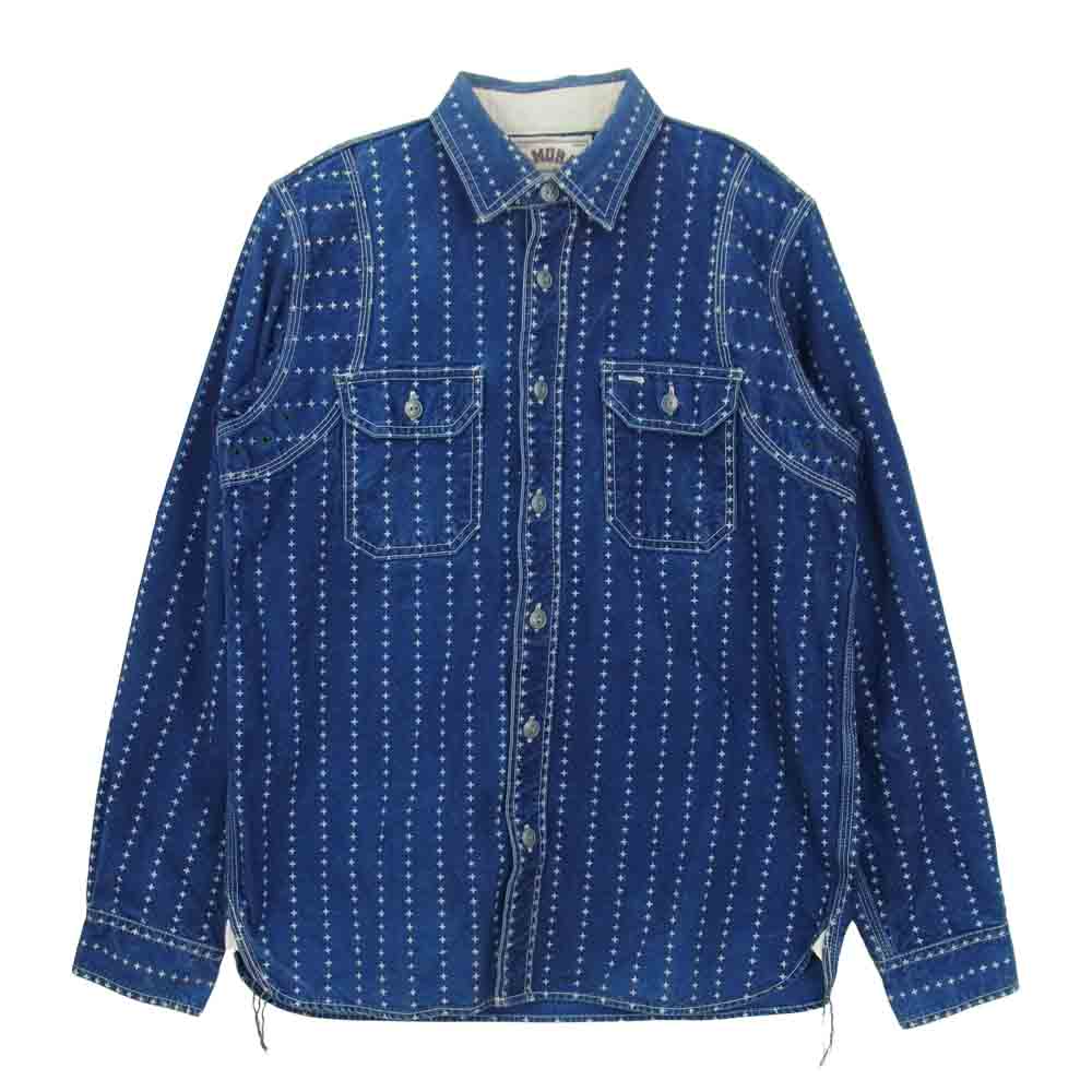SAMURAI JEANS サムライジーンズ サムライオーバーオールズ 手裏剣 ウォバッシュ ワーク シャツ ブルー系 M【中古】