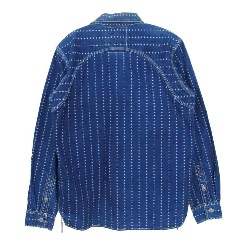SAMURAI JEANS サムライジーンズ サムライオーバーオールズ 手裏剣 ウォバッシュ ワーク シャツ ブルー系 M【中古】