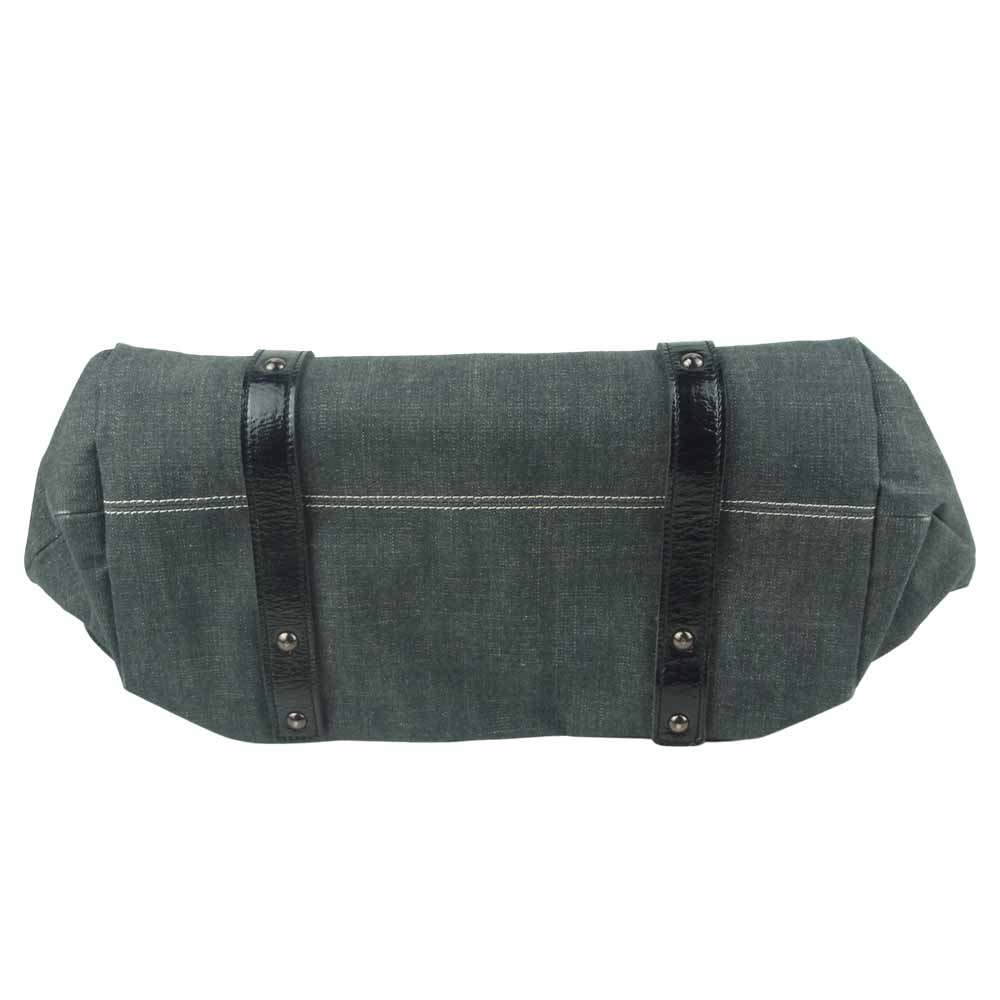 BURBERRY BLUE LABEL バーバリーブルーレーベル ロゴ プレート付 船型 デニム トート バッグ グレー系【中古】