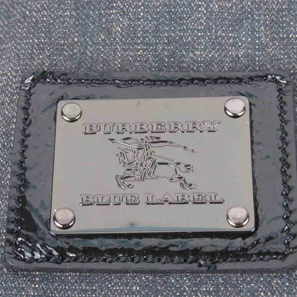 BURBERRY BLUE LABEL バーバリーブルーレーベル ロゴ プレート付 船型 デニム トート バッグ グレー系【中古】