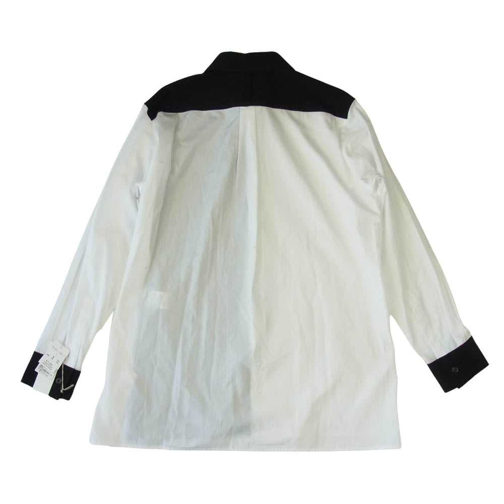 Yohji Yamamoto ヨウジヤマモト S'YTE US-B11-080-1 Cotton Broad Jersey Regular Collar Panel Shirt コットンブロード ジャージー 切替 シャツ ブラック系 ホワイト系 3【美品】【中古】