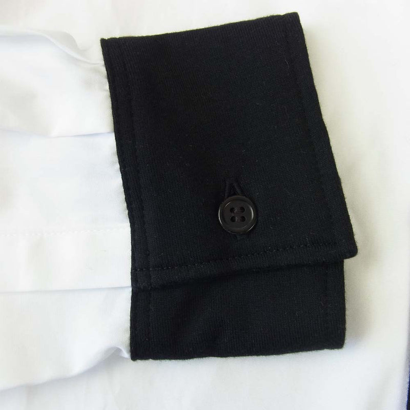 Yohji Yamamoto ヨウジヤマモト S'YTE US-B11-080-1 Cotton Broad Jersey Regular Collar Panel Shirt コットンブロード ジャージー 切替 シャツ ブラック系 ホワイト系 3【美品】【中古】