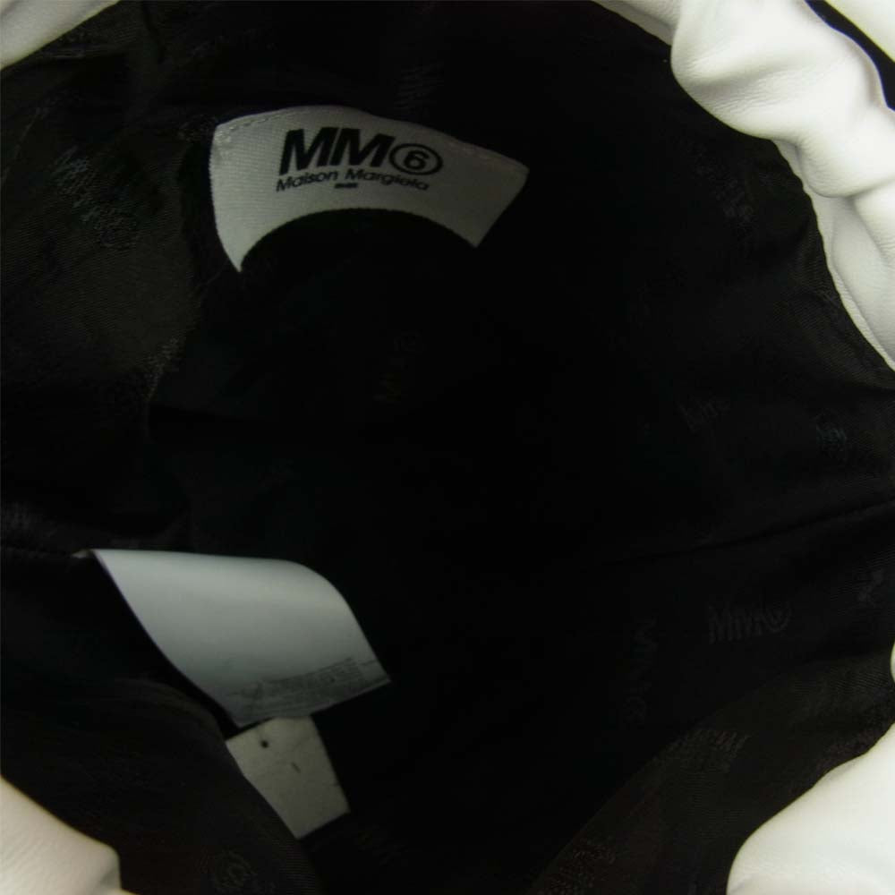 MAISON MARGIELA メゾンマルジェラ MM6 エムエムシックス クロコエンボス ロゴ バケット ショルダー バッグ ホワイト系【中古】