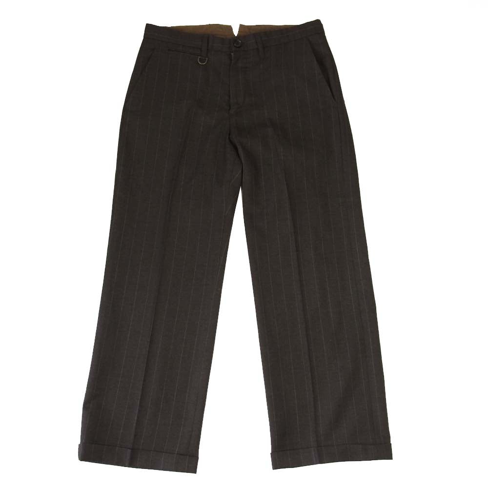VICTIM ヴィクティム シンチバック ウール ストライプ トラウザー パンツ ブラウン系 L【中古】