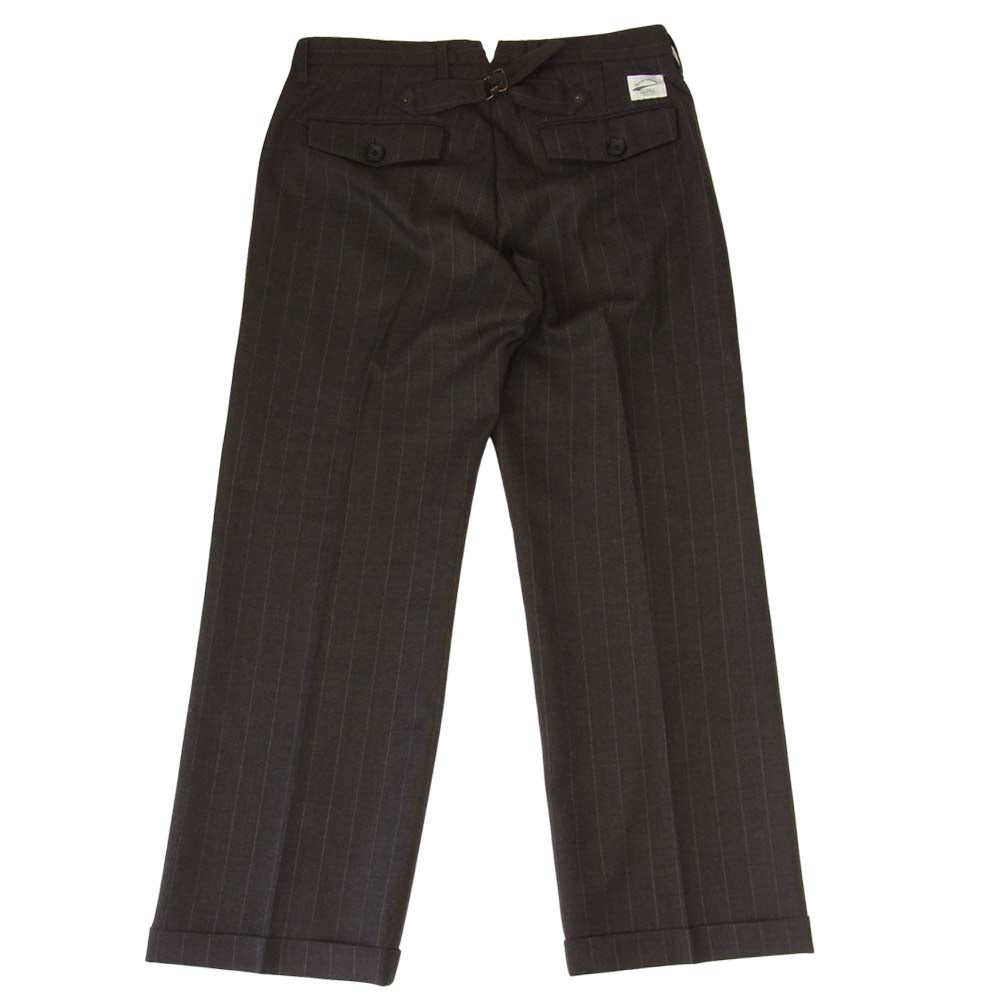 VICTIM ヴィクティム シンチバック ウール ストライプ トラウザー パンツ ブラウン系 L【中古】