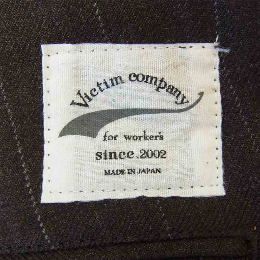 VICTIM ヴィクティム シンチバック ウール ストライプ トラウザー パンツ ブラウン系 L【中古】