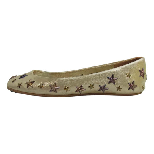 JIMMY CHOO ジミーチュウ スター スタッズ フラットシューズ ゴールド系 37【中古】