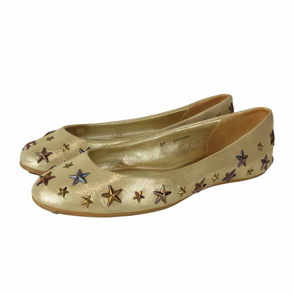 JIMMY CHOO ジミーチュウ スター スタッズ フラットシューズ ゴールド系 37【中古】