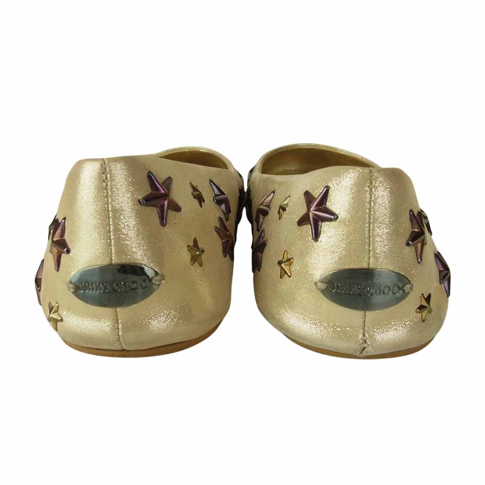 JIMMY CHOO ジミーチュウ スター スタッズ フラットシューズ ゴールド系 37【中古】