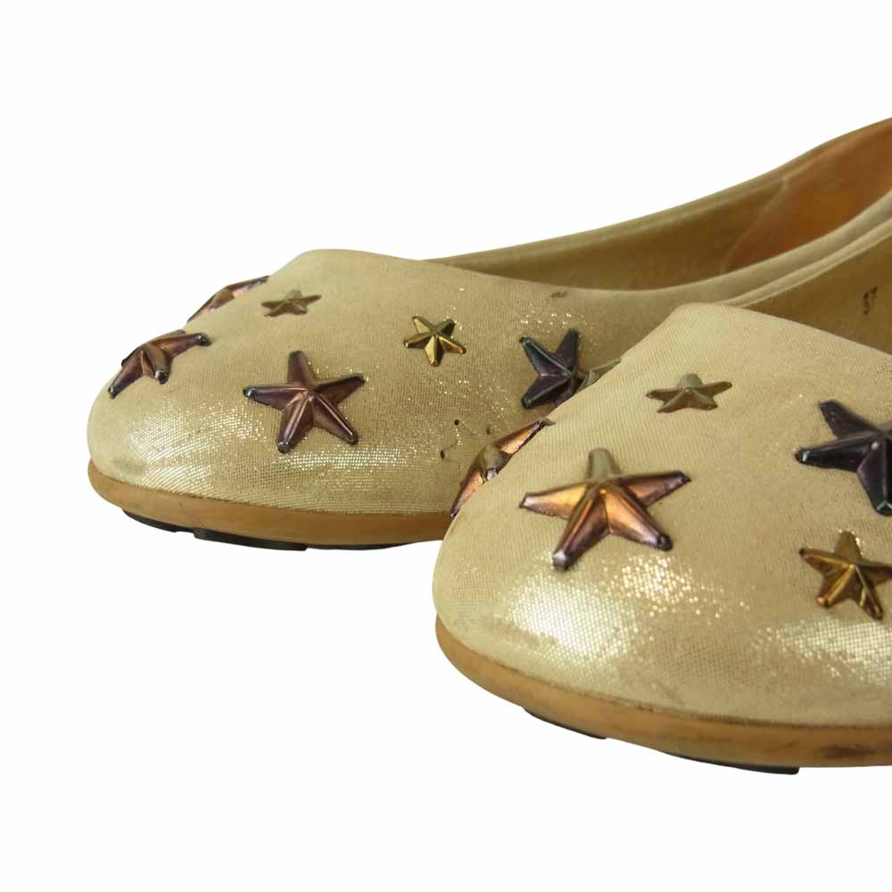 JIMMY CHOO ジミーチュウ スター スタッズ フラットシューズ ゴールド系 37【中古】