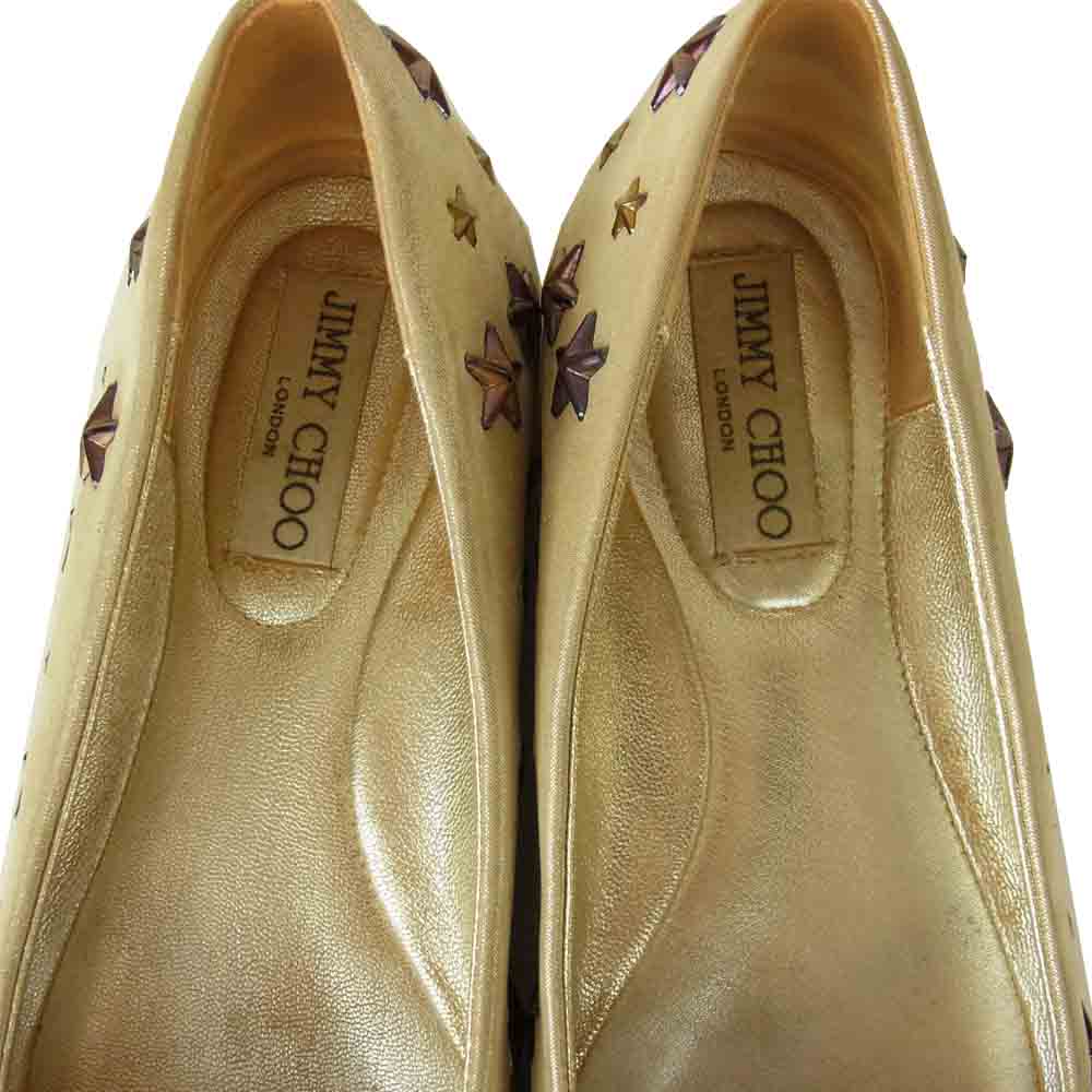 JIMMY CHOO ジミーチュウ スター スタッズ フラットシューズ ゴールド系 37【中古】