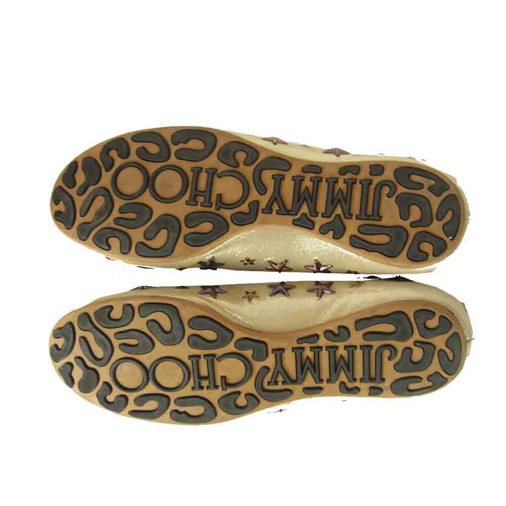 JIMMY CHOO ジミーチュウ スター スタッズ フラットシューズ ゴールド系 37【中古】