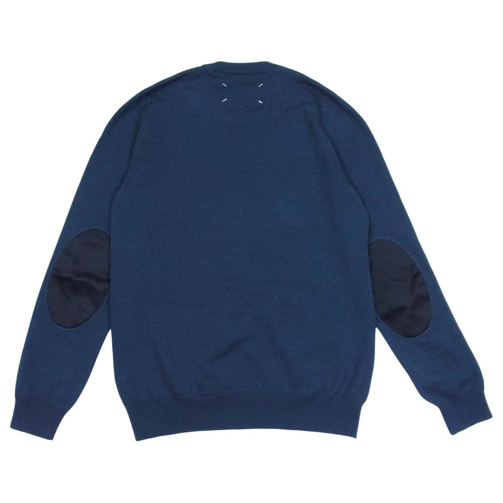 MAISON MARGIELA メゾンマルジェラ 4ライン スタッフタグ サテン エルボーパッチ クルーネック セーター M【中古】