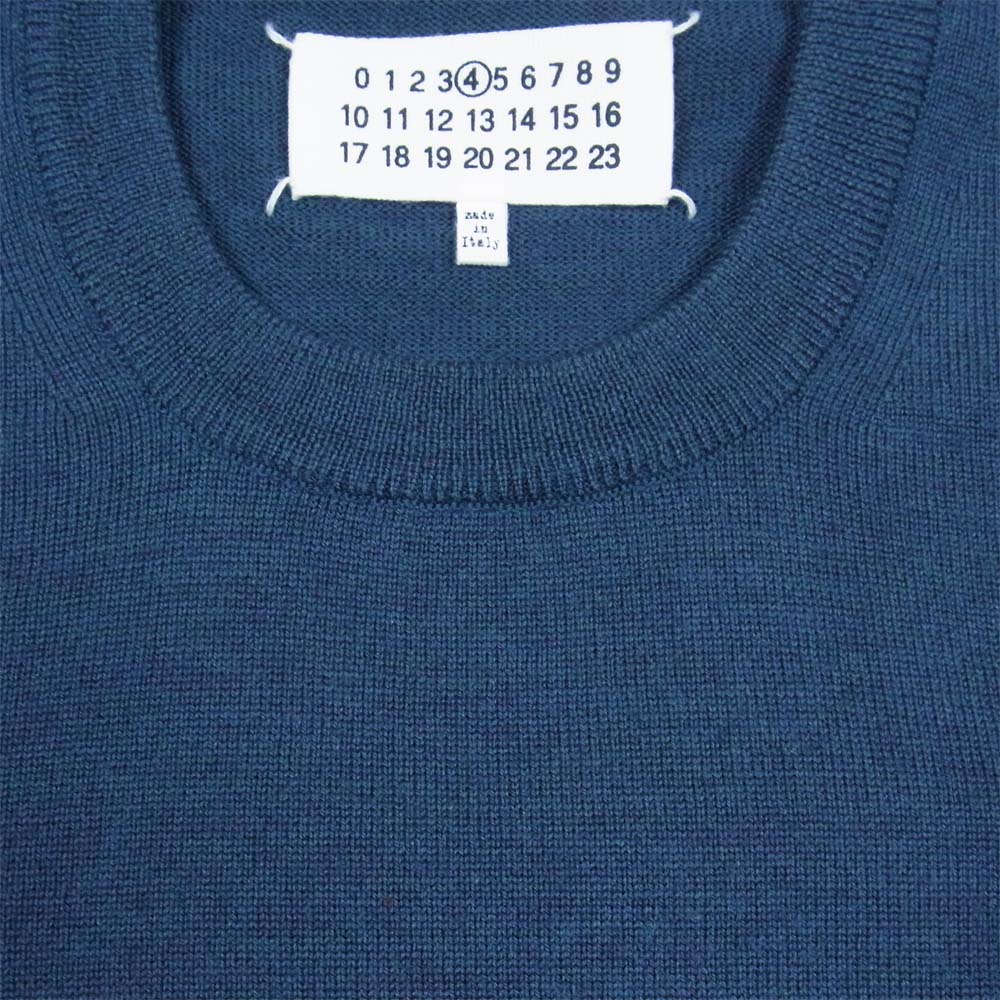 MAISON MARGIELA メゾンマルジェラ 4ライン スタッフタグ サテン エルボーパッチ クルーネック セーター M【中古】