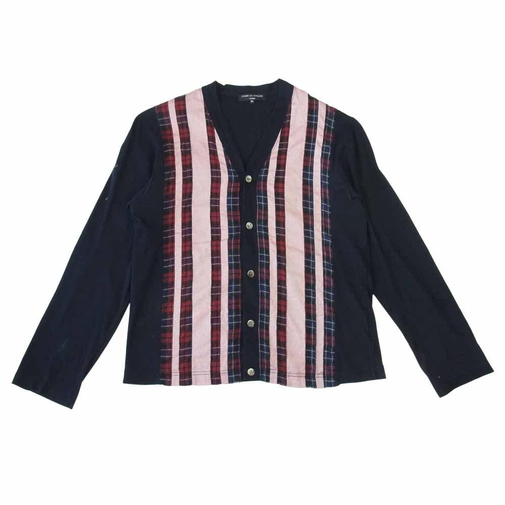 COMME des GARCONS コムデギャルソン HOMME オム HE-T125 チェック 切替 カーディガン ネイビー系 M【中古】