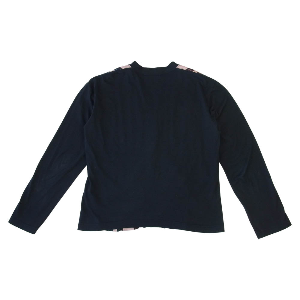 COMME des GARCONS コムデギャルソン HOMME オム HE-T125 チェック 切替 カーディガン ネイビー系 M【中古】