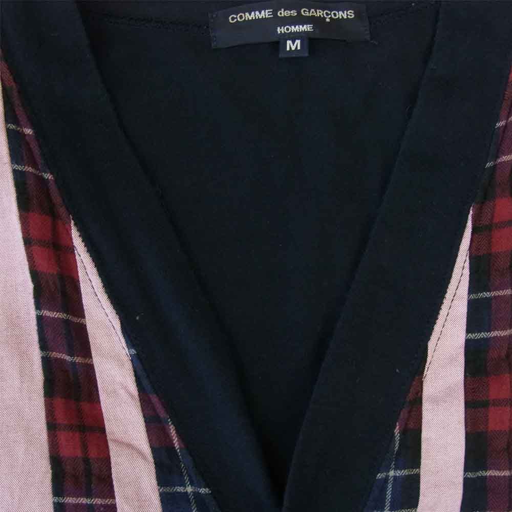 COMME des GARCONS コムデギャルソン HOMME オム HE-T125 チェック 切替 カーディガン ネイビー系 M【中古】