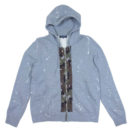 COMME des GARCONS コムデギャルソン 12SS HOMME オム HI-T010 迷彩 カモ 切替 ペイント フルジップ パーカー グレー系 M【中古】