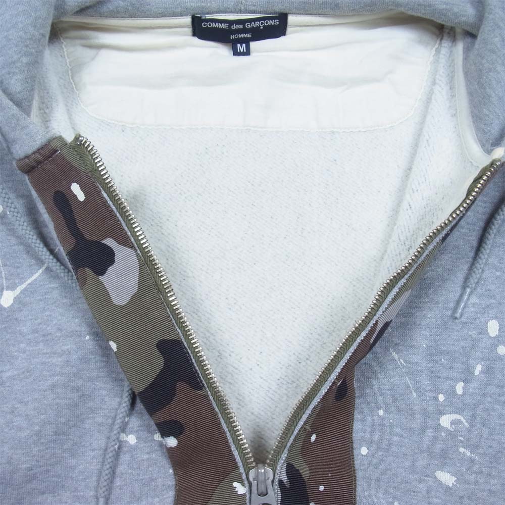 COMME des GARCONS コムデギャルソン 12SS HOMME オム HI-T010 迷彩 カモ 切替 ペイント フルジップ パーカー グレー系 M【中古】