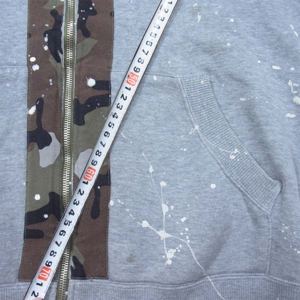 COMME des GARCONS コムデギャルソン 12SS HOMME オム HI-T010 迷彩 カモ 切替 ペイント フルジップ パーカー グレー系 M【中古】