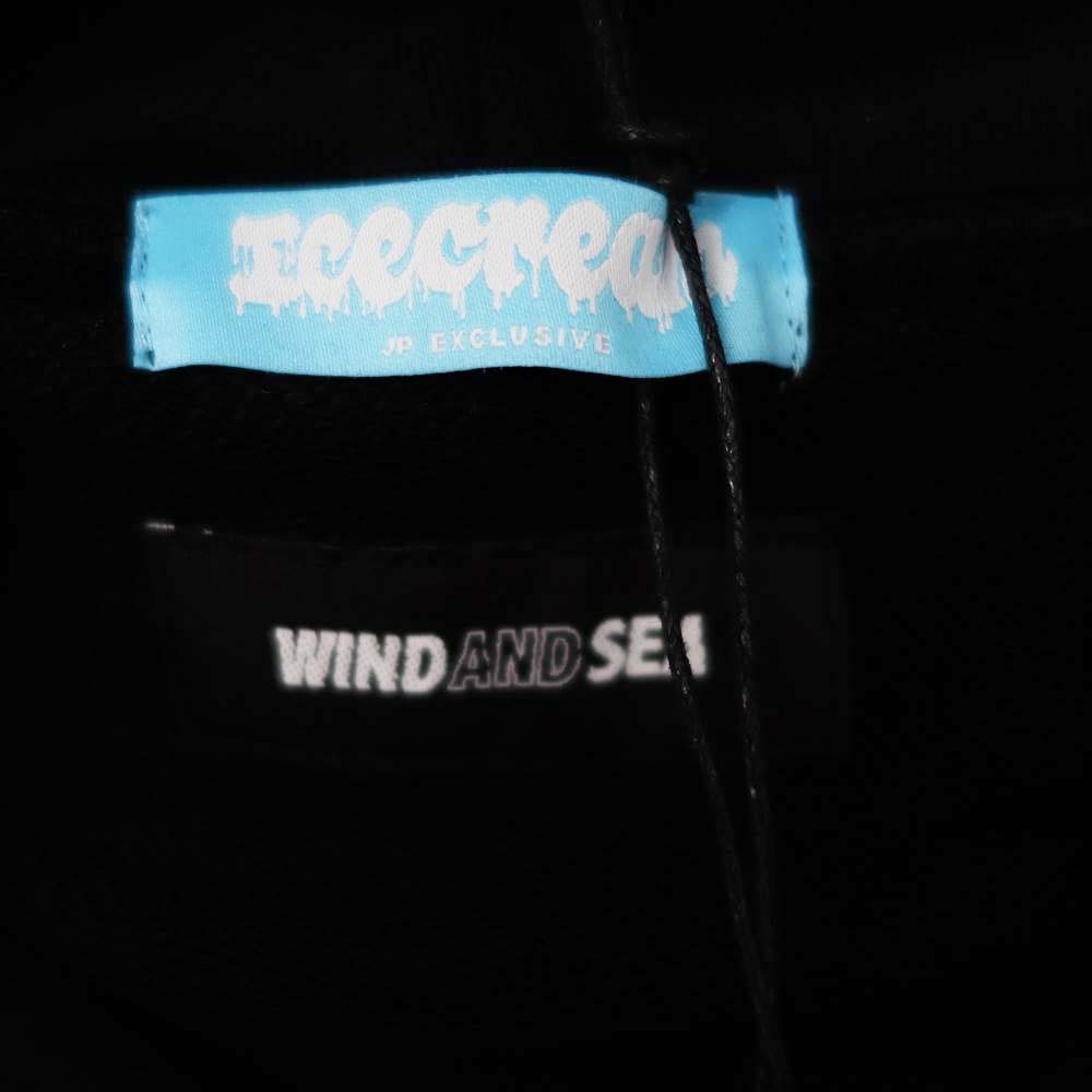 WIND AND SEA ウィンダンシー ICJP215SK005 × ICECREAM アイスクリーム COTTON HOODIE #1 コットン フーディ プルオーバー パーカー ブラック L ブラック系 L【新古品】【未使用】【中古】