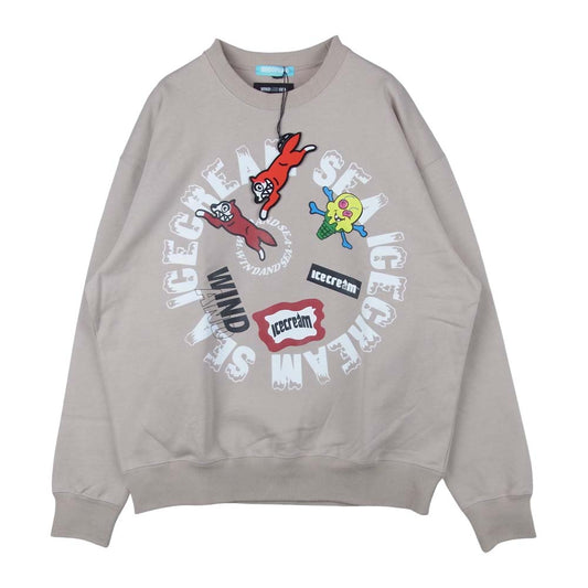 WIND AND SEA ウィンダンシー ICJP215SK007 ICECREAM アイスクリーム COTTON SWEAT SHIRT (CIRCLE) スウェット シャツ トレーナー ベージュ系 M【新古品】【未使用】【中古】