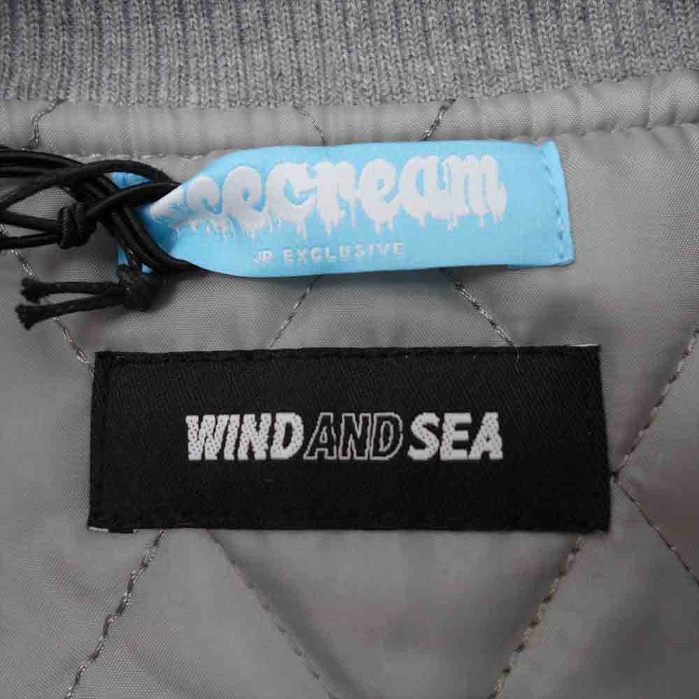 WIND AND SEA ウィンダンシー ICJP215SX004 × ICECREAM アイスクリーム VARSITY JACKET バーシティ ジャケット スタジャン グレー系 L【新古品】【未使用】【中古】