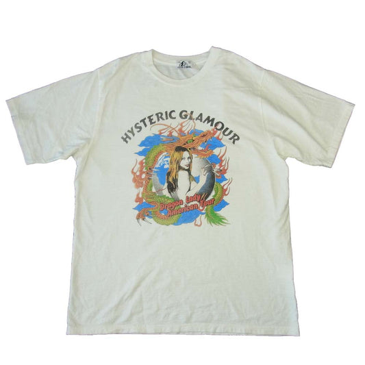 HYSTERIC GLAMOUR ヒステリックグラマー 20AW 02202CT14 DRAGON LADY ドラゴン プリント 半袖 Tシャツ ホワイト系 L【中古】