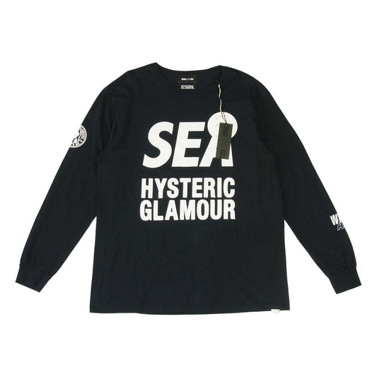 HYSTERIC GLAMOUR ヒステリックグラマー 19AW 02193ZA04 WIND AND SEA ウィンダンシー WDS-HYS-04 ロゴ プリント 長袖 Tシャツ ブラック系 L【中古】