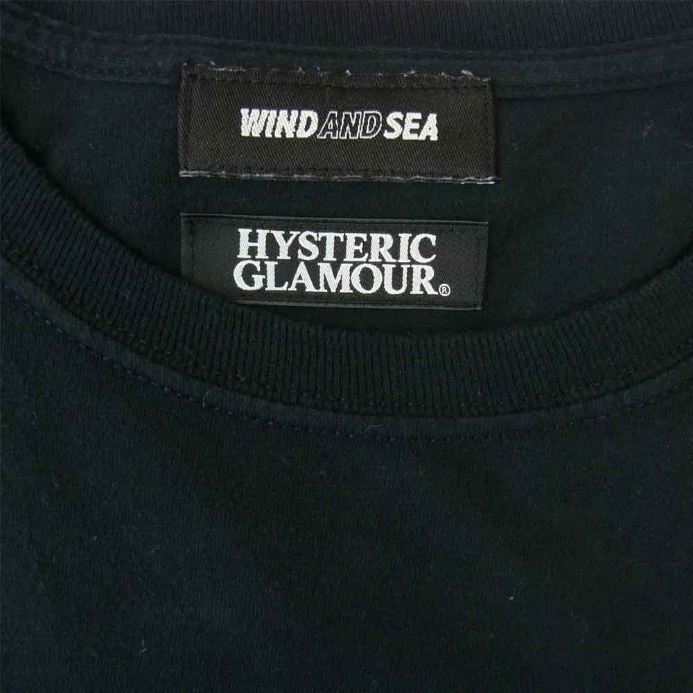 HYSTERIC GLAMOUR ヒステリックグラマー 19AW 02193ZA04 WIND AND SEA ウィンダンシー WDS-HYS-04 ロゴ プリント 長袖 Tシャツ ブラック系 L【中古】