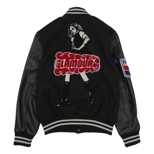 HYSTERIC GLAMOUR ヒステリックグラマー 21AW 02213AB07 VIXEN GIRL刺繍 ヴァーシティ ジャケット ヴィクセンガール 袖シープレザー スタジャン L【新古品】【未使用】【中古】