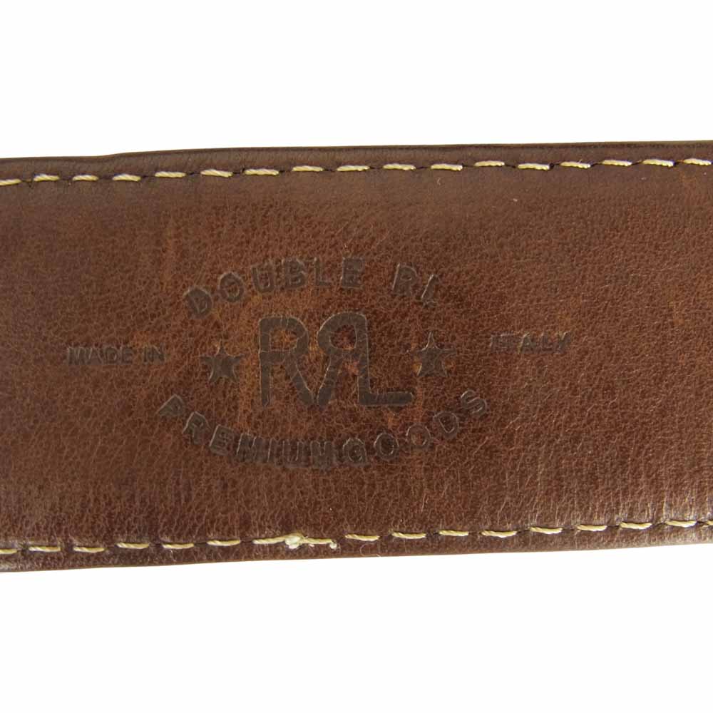 RRL ダブルアールエル アンティーク調 ボタン キャンバス レザー ベルト ホワイト系 ブラウン系 30【中古】
