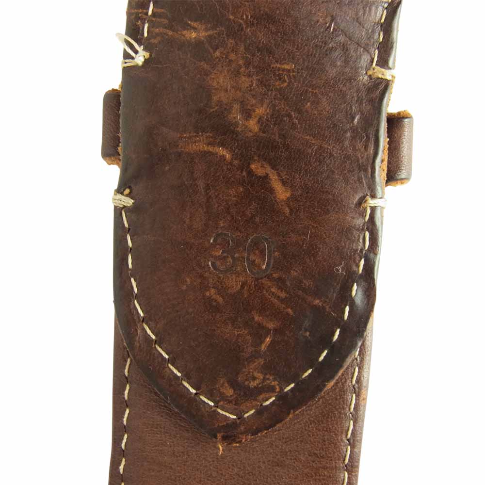RRL ダブルアールエル アンティーク調 ボタン キャンバス レザー ベルト ホワイト系 ブラウン系 30【中古】
