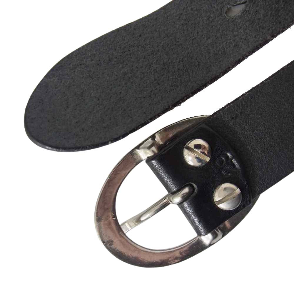 アートブラウン シルバー バックル レザー ベルト ブラック系 29【中古】