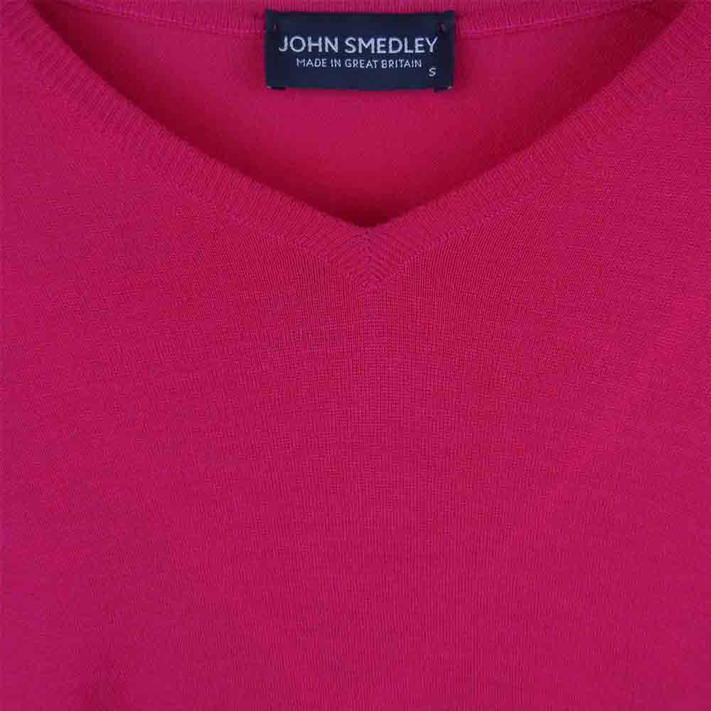 JOHN SMEDLEY ジョンスメドレー 国内正規 エクストラファインメリノウール Vネック ニット イギリス製 ピンク系 S【中古】
