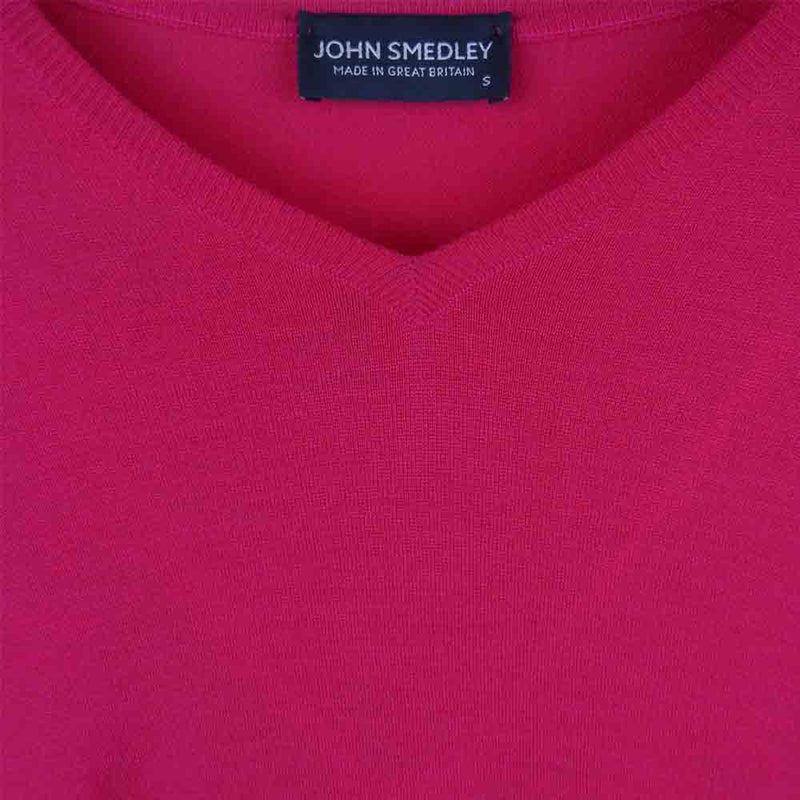 JOHN SMEDLEY ジョンスメドレー 国内正規 エクストラファインメリノウール Vネック ニット イギリス製 ピンク系 S【中古】